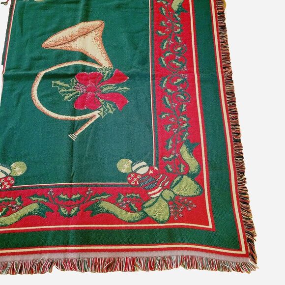 Beacon French Horn Bows Ornament Christmas Design Tapestry Throw Blanket - Picture 4 of 6